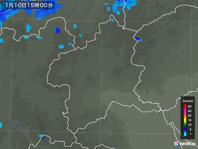群馬県の雨雲レーダー(2018年01月10日)