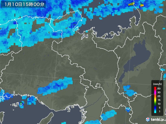 京都府の雨雲レーダー(2018年01月10日)