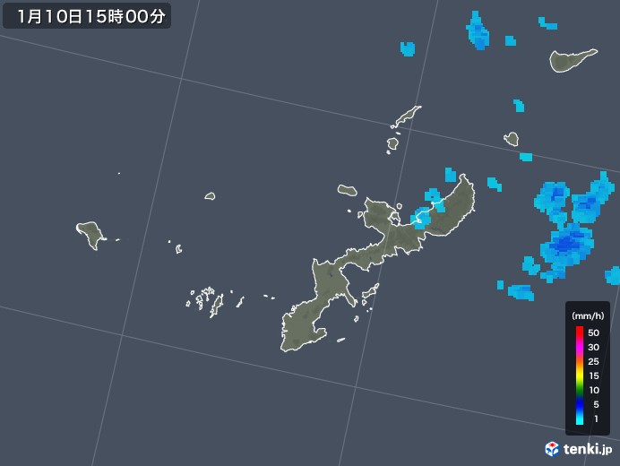 沖縄県の雨雲レーダー(2018年01月10日)