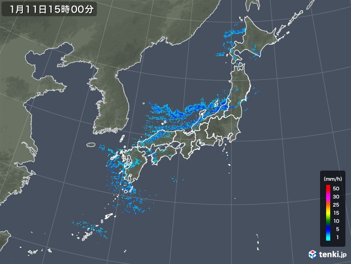 雨雲レーダー(2018年01月11日)