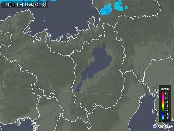 滋賀県の雨雲レーダー(2018年01月11日)