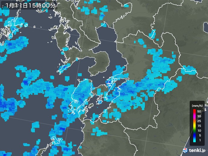 熊本県の雨雲レーダー(2018年01月11日)