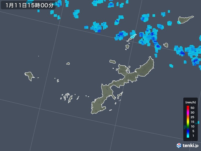 沖縄県の雨雲レーダー(2018年01月11日)