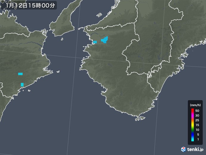 和歌山県の雨雲レーダー(2018年01月12日)