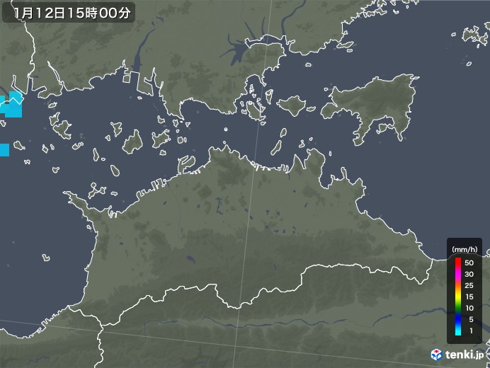 香川県の雨雲レーダー(2018年01月12日)