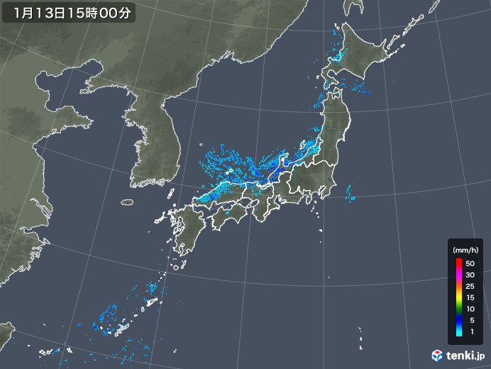 雨雲レーダー(2018年01月13日)