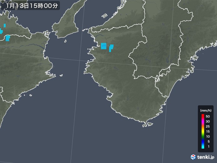 和歌山県の雨雲レーダー(2018年01月13日)