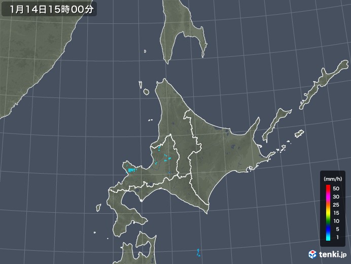 北海道地方の雨雲レーダー(2018年01月14日)