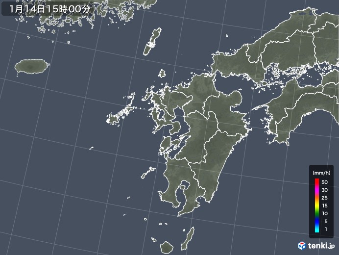 九州地方の雨雲レーダー(2018年01月14日)