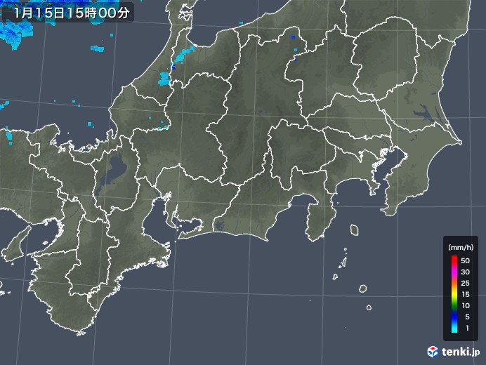 東海地方の雨雲レーダー(2018年01月15日)