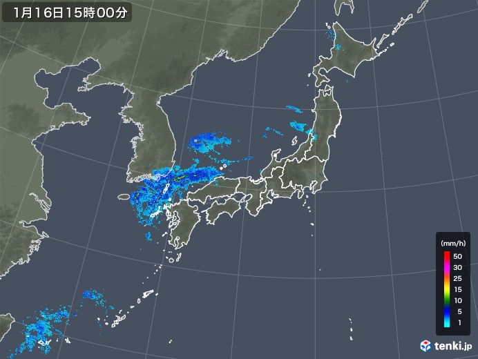 雨雲レーダー(2018年01月16日)