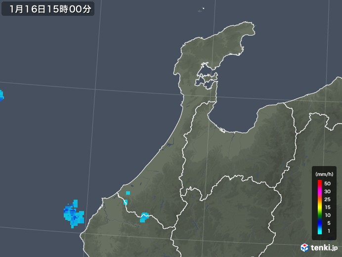 石川県の雨雲レーダー(2018年01月16日)