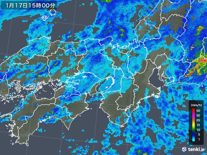 近畿地方の雨雲レーダー(2018年01月17日)