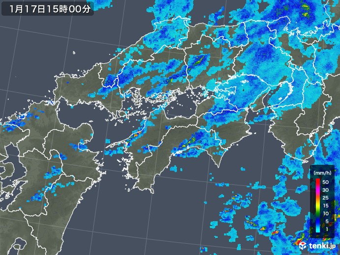 四国地方の雨雲レーダー(2018年01月17日)