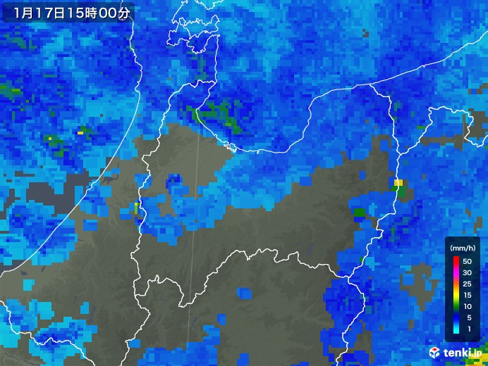 富山県の雨雲レーダー(2018年01月17日)