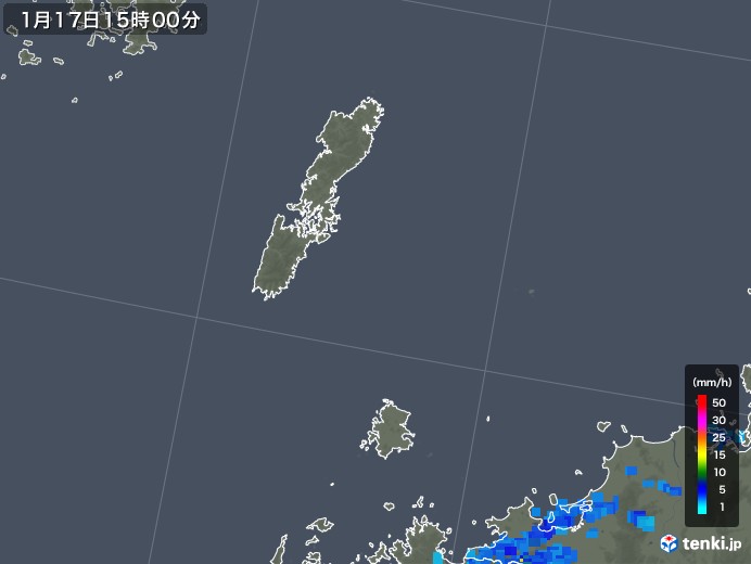 壱岐・対馬(長崎県)の雨雲レーダー(2018年01月17日)