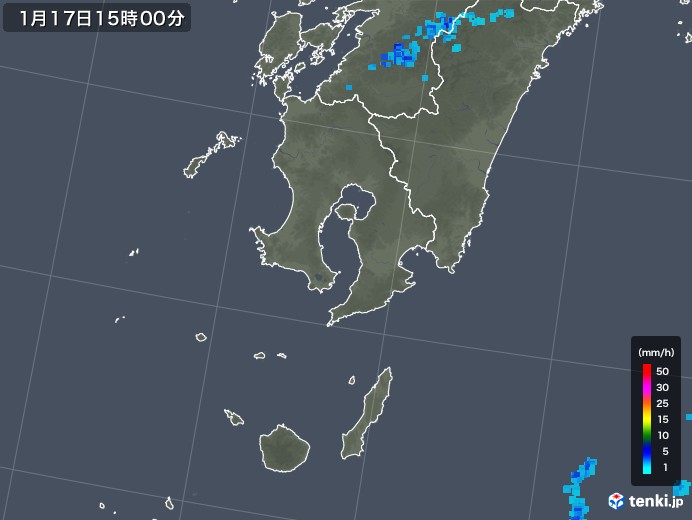 鹿児島県の雨雲レーダー(2018年01月17日)