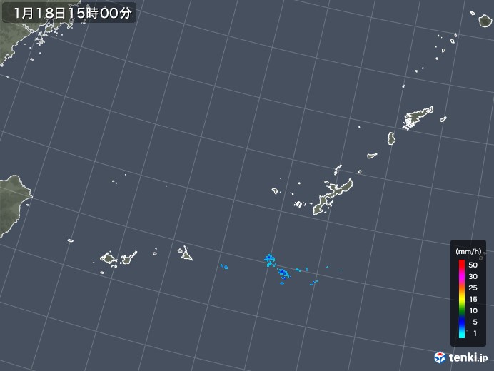 沖縄地方の雨雲レーダー(2018年01月18日)
