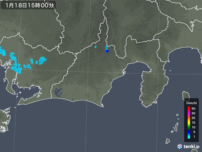 静岡県の雨雲レーダー(2018年01月18日)