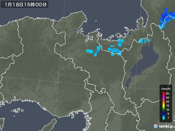 京都府の雨雲レーダー(2018年01月18日)