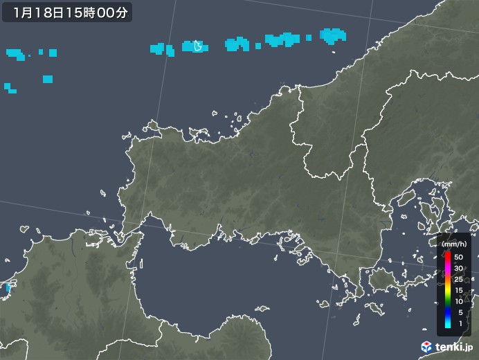 山口県の雨雲レーダー(2018年01月18日)