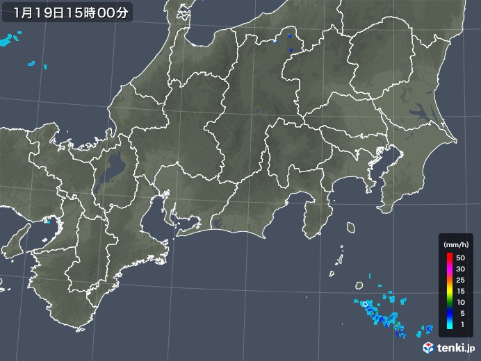 東海地方の雨雲レーダー(2018年01月19日)