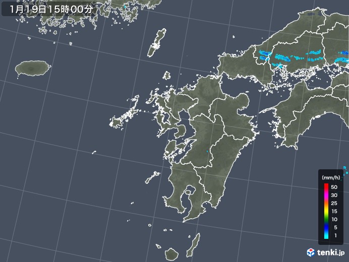九州地方の雨雲レーダー(2018年01月19日)