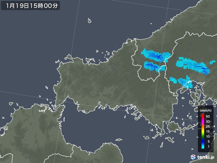 山口県の雨雲レーダー(2018年01月19日)