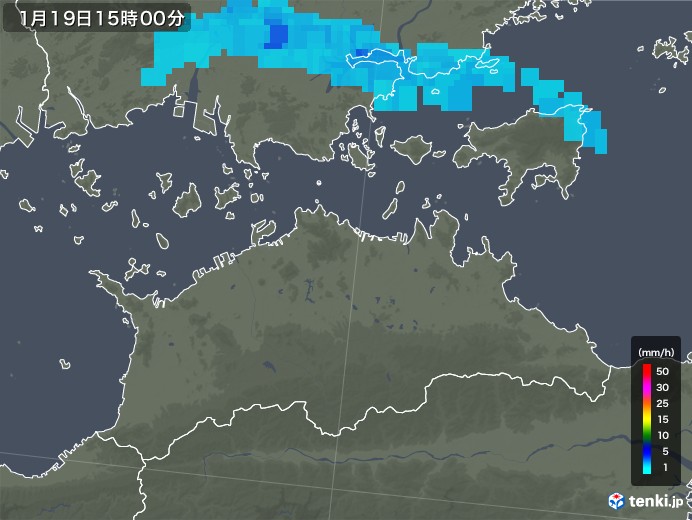 香川県の雨雲レーダー(2018年01月19日)