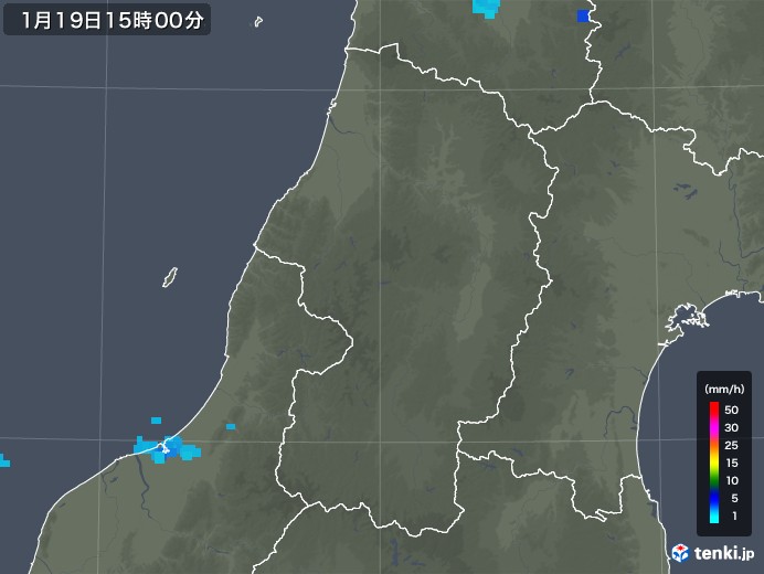 山形県の雨雲レーダー(2018年01月19日)