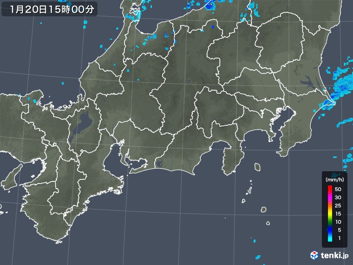 東海地方の雨雲レーダー(2018年01月20日)