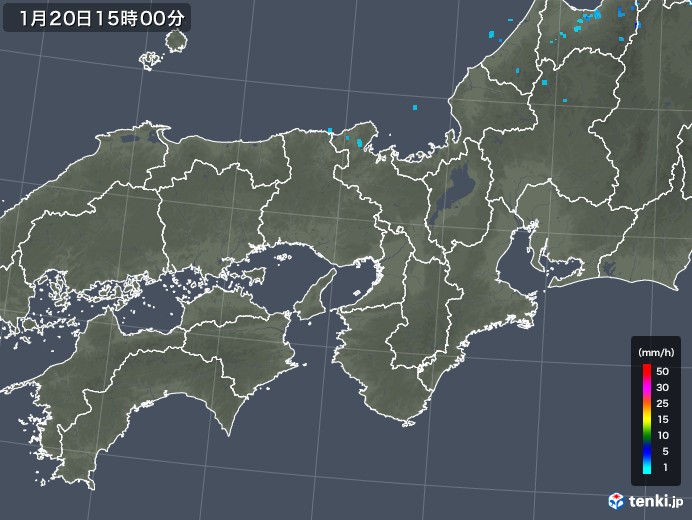 近畿地方の雨雲レーダー(2018年01月20日)