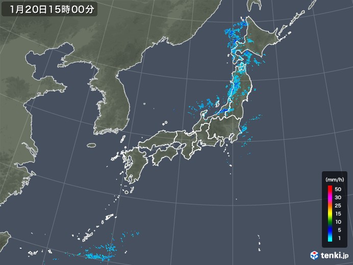 雨雲レーダー(2018年01月20日)