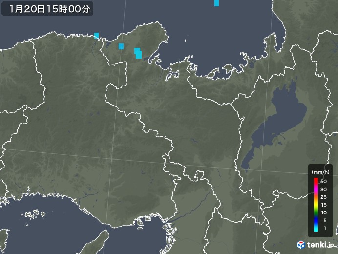 京都府の雨雲レーダー(2018年01月20日)