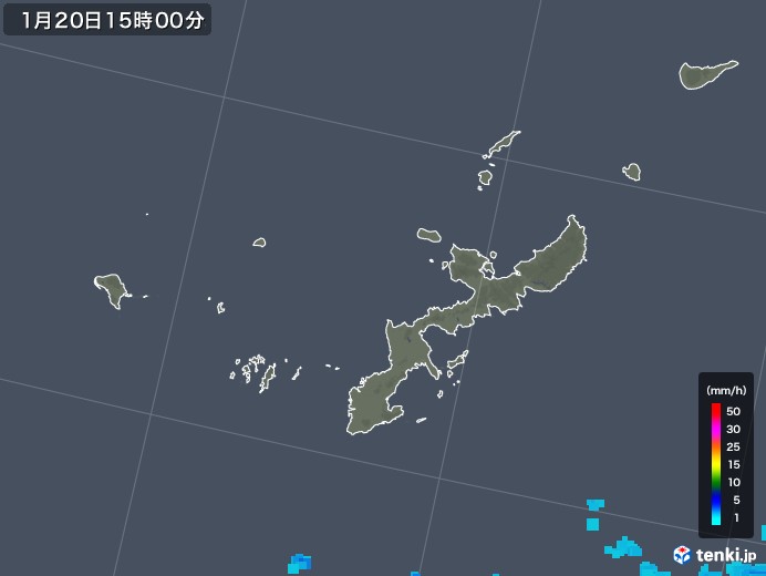 沖縄県の雨雲レーダー(2018年01月20日)