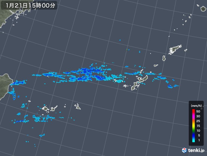 沖縄地方の雨雲レーダー(2018年01月21日)