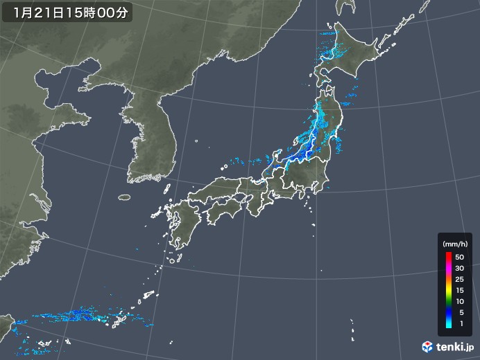 雨雲レーダー(2018年01月21日)