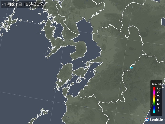 熊本県の雨雲レーダー(2018年01月21日)