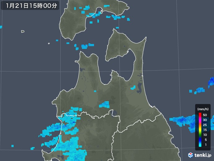 青森県の雨雲レーダー(2018年01月21日)