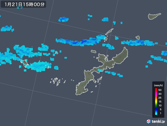沖縄県の雨雲レーダー(2018年01月21日)