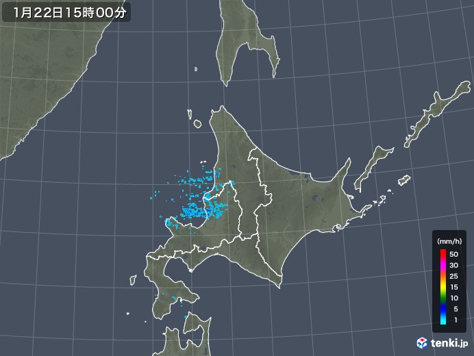 北海道地方の雨雲レーダー(2018年01月22日)