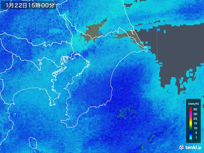 千葉県の雨雲レーダー(2018年01月22日)