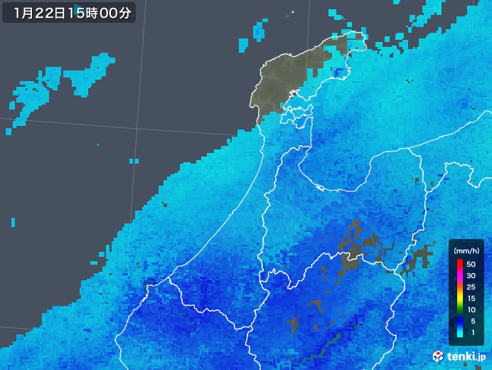 石川県の雨雲レーダー(2018年01月22日)