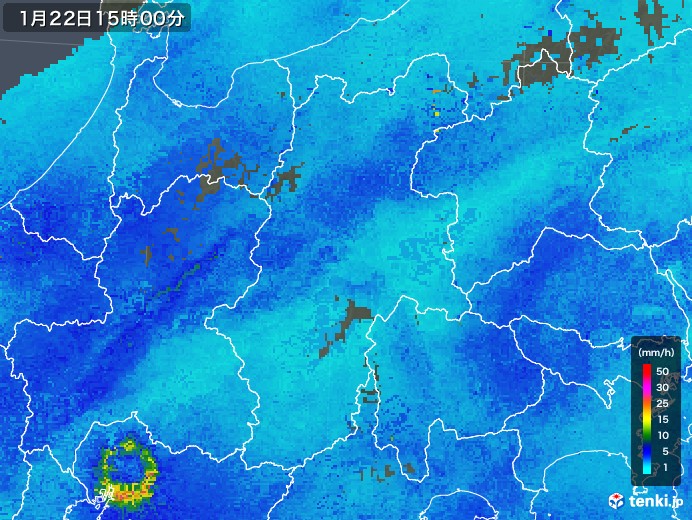 長野県の雨雲レーダー(2018年01月22日)