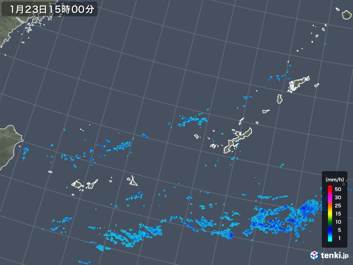 沖縄地方の雨雲レーダー(2018年01月23日)