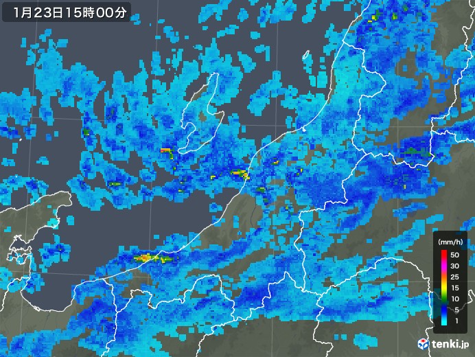 新潟県の雨雲レーダー(2018年01月23日)