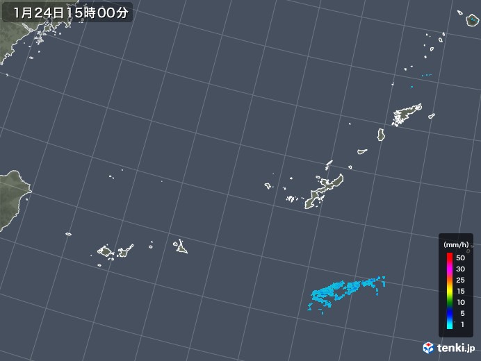 沖縄地方の雨雲レーダー(2018年01月24日)