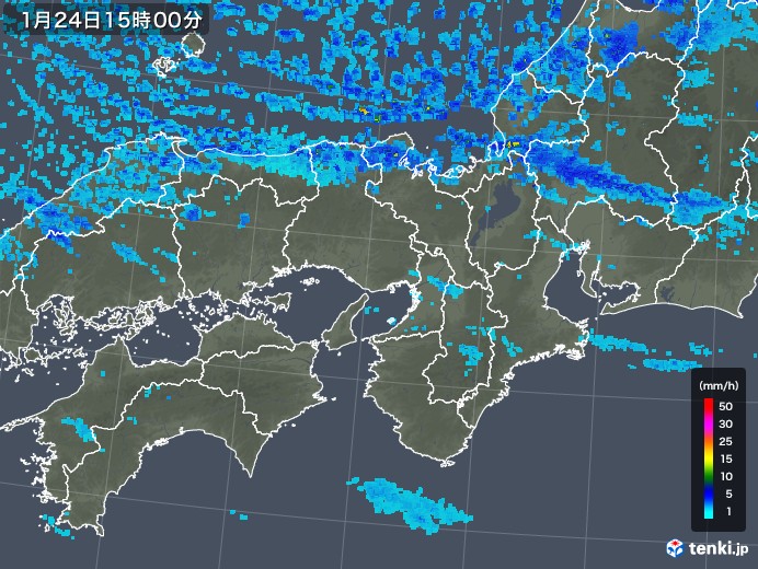 近畿地方の雨雲レーダー(2018年01月24日)