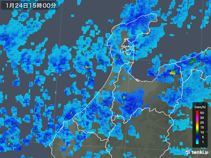 石川県の雨雲レーダー(2018年01月24日)