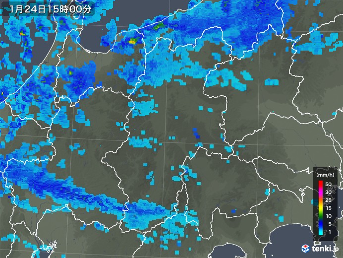 長野県の雨雲レーダー(2018年01月24日)